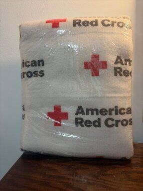 American Red Cross Emergency Fleece Blanket - New & Sealed White Red Cross Logo